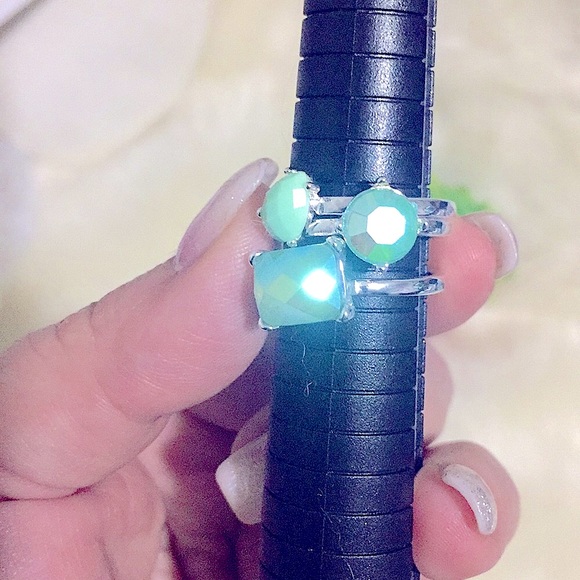 Lovely Sparkling Teal Silver Stacker3️⃣Rings Set - Picture 5 of 11